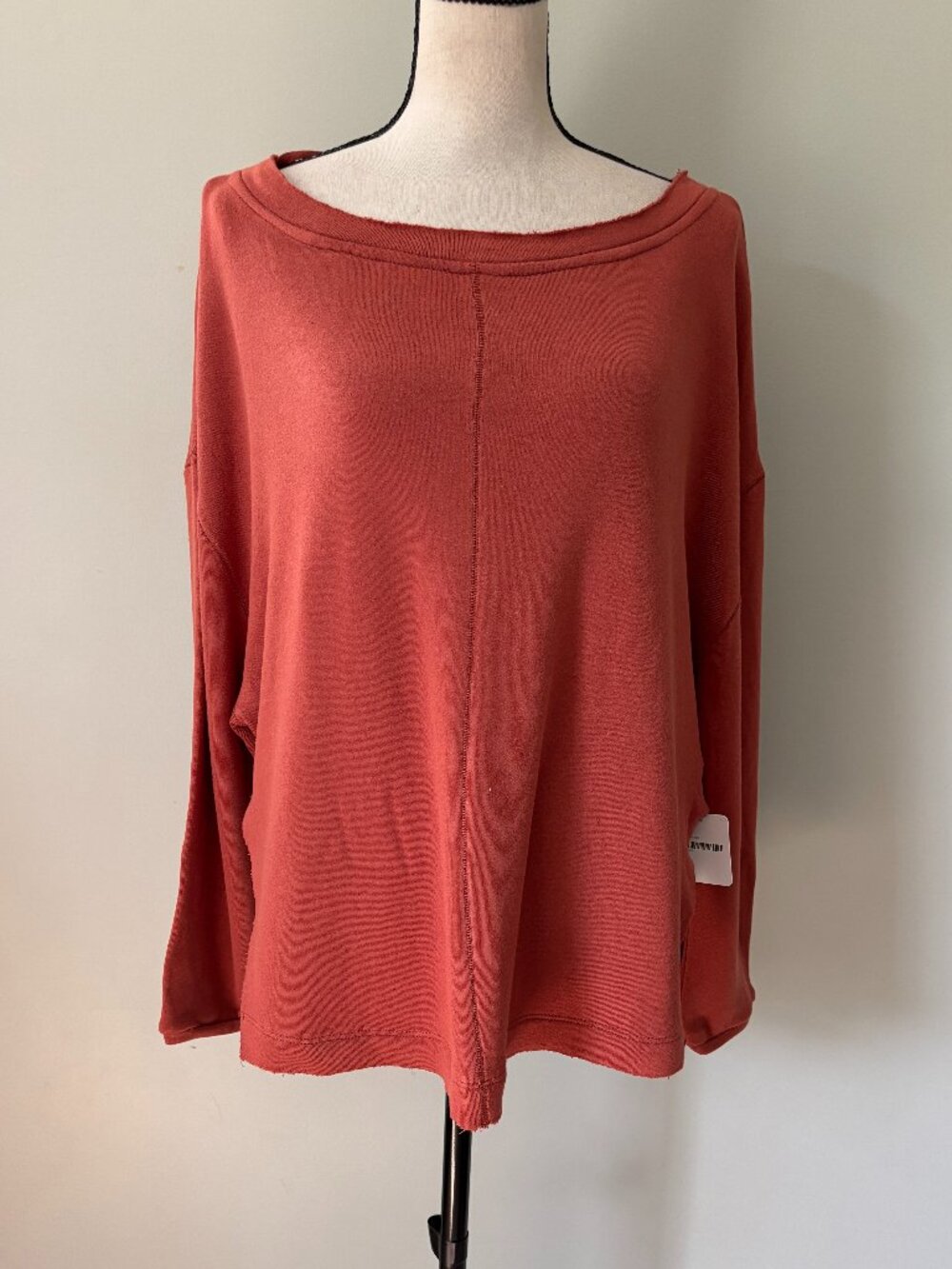 Free People Terracotta Raw-Edge Boxy Sweatshirt  Size M NWT